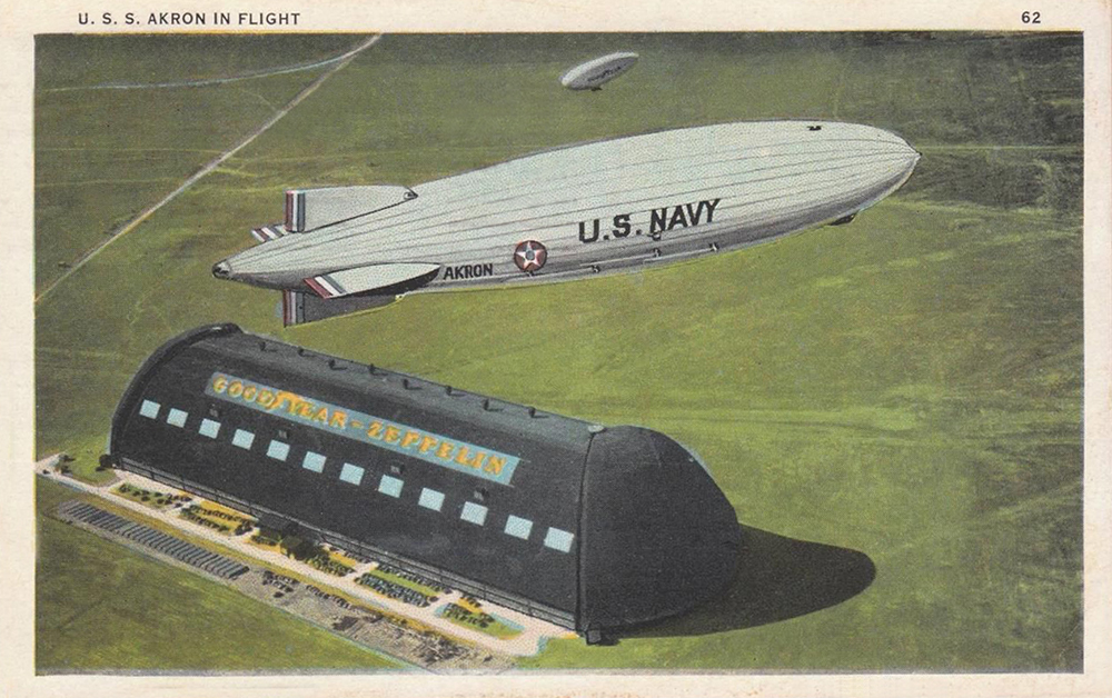 U.S.S. Akron in flight at Akron, Ohio