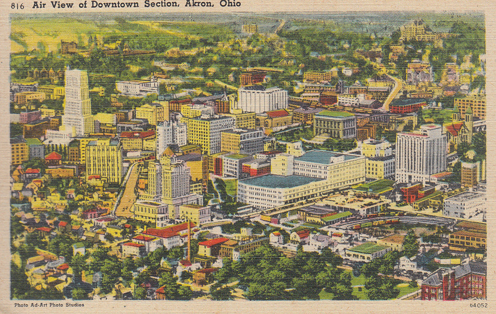 Air View of Downtown Section, Akron, Ohio