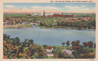 Skyline of Akron Ohio from Summit Lake