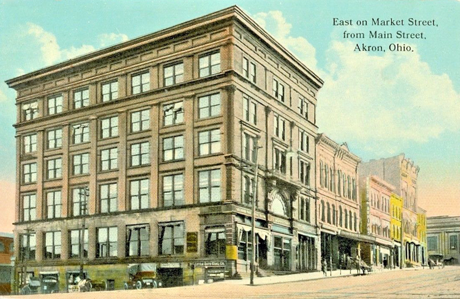 East on Market Street, from Main Street - Akron Postcards