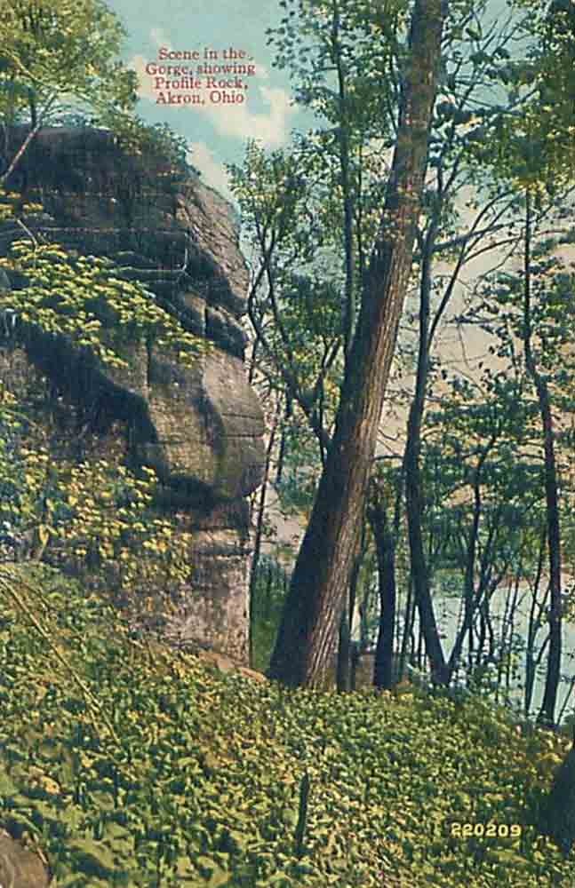 Scene in the Gorge showing profile rock, Akron/Cuyahoga Falls, Ohio