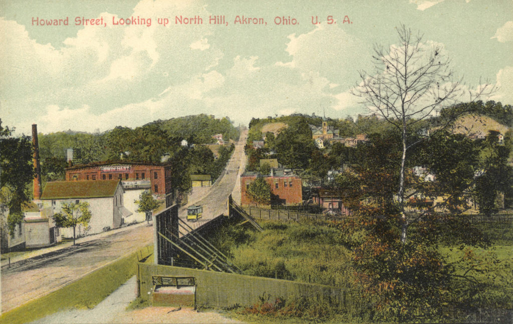 Howard Street Looking up North Hill Akron Postcards