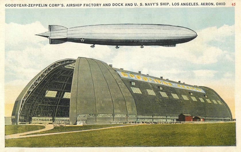 airship los angeles over Akron air dock
