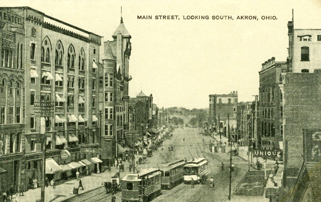 Main Street - Looking South... North - Akron Postcards