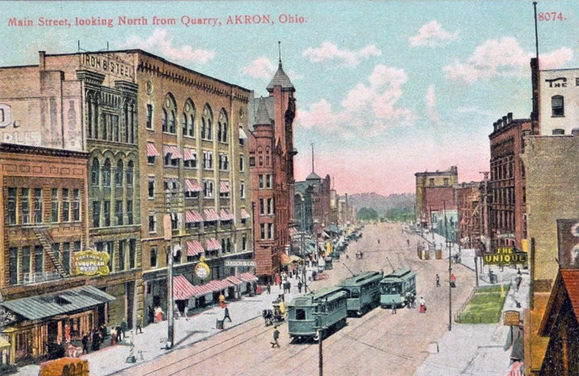 Main Street, looking North from Quarry, Akron, Ohio