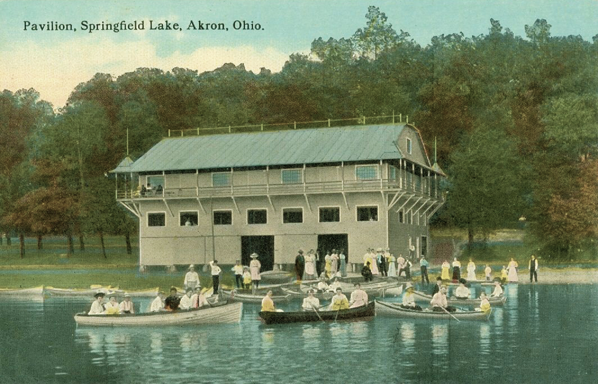 Springfield Lake - Pavilion - Akron Postcards