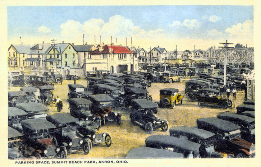 Parking lot at Summit Beach Park in Akron, Ohio