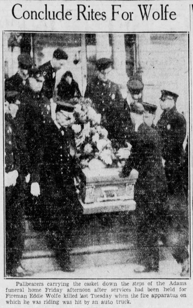 Funeral for E. Wolfe 1930, Akron, Ohio