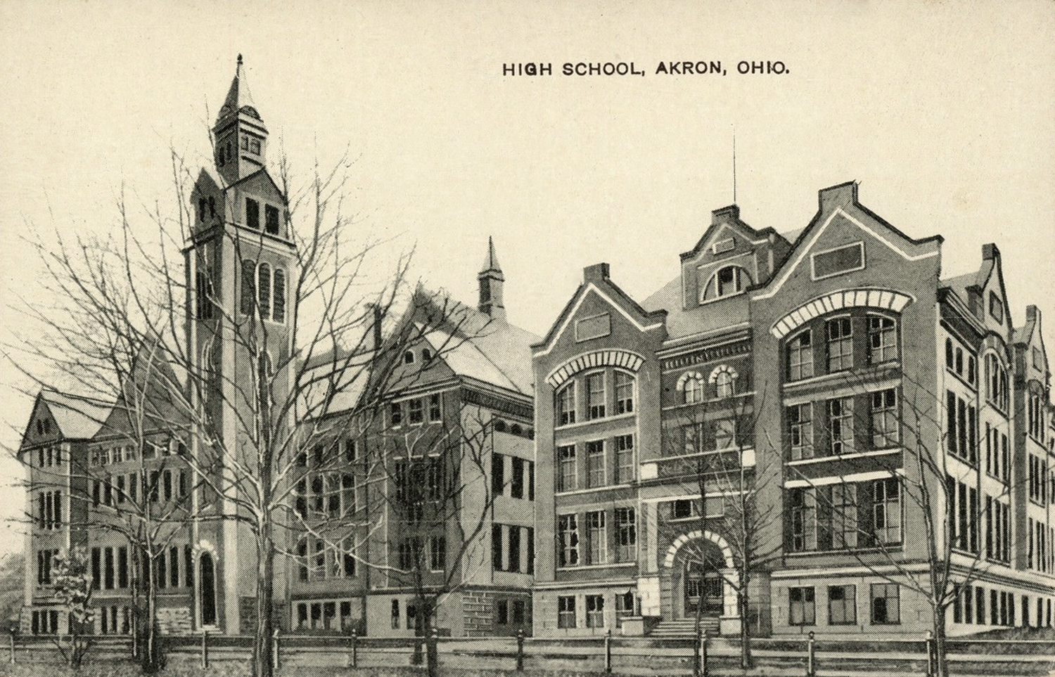 Akron’s first high school was located on Forge Street, between. →. Akron Hi...