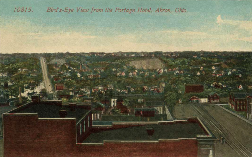 Rooftop view of Akron, from the Portage Hotel