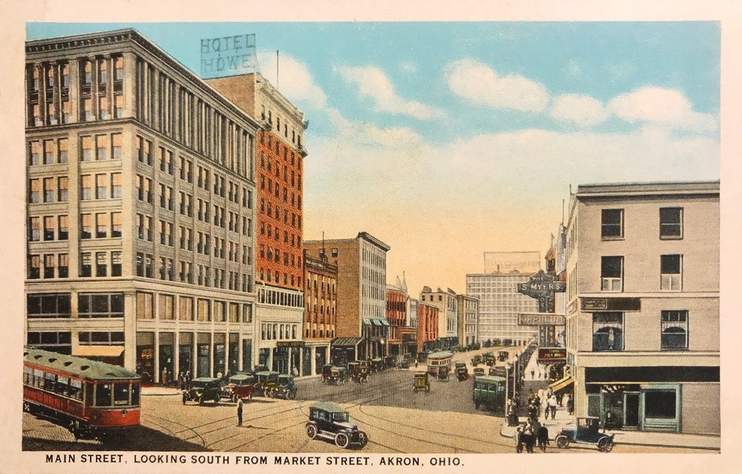 Main Street Looking South Akron Postcards