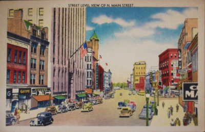 Postcard - Street Level View of N. Main Street Akron, Ohio