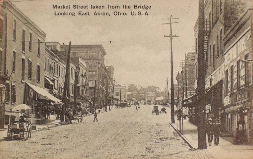 Vintage view of Market Street looking East, Akron, Ohio